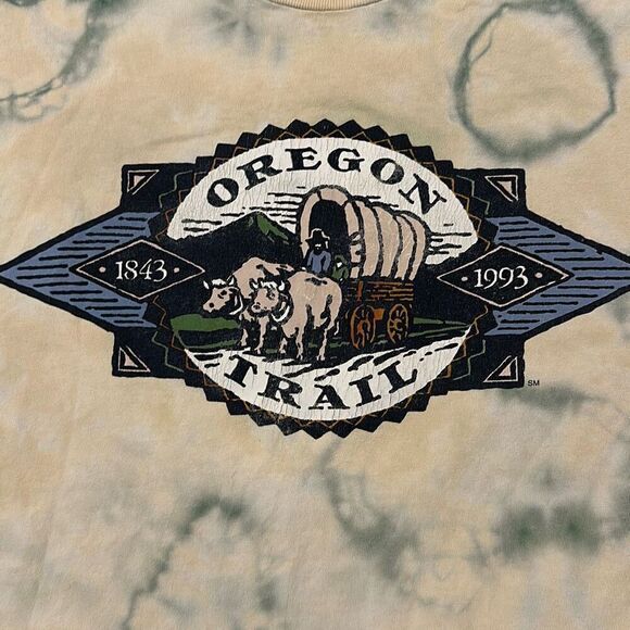 Vintage Oregon Trail Tye Dye T-Shirt Unisex Hanes Size XL - Picture 1 of 6